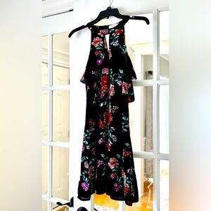 Candie's Elegant Black and Floral High Low Dress